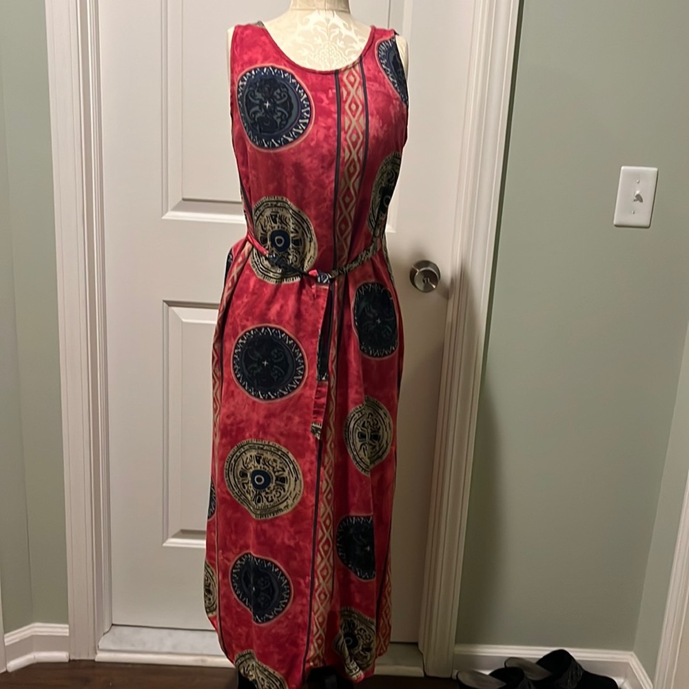 Asian inspired 100% cotton dress size medium midi length